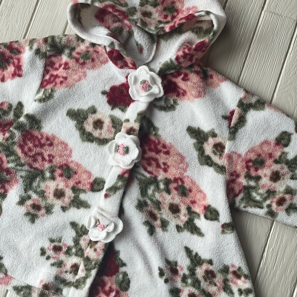 Vintage Good as Gold Floral Baby Girl 18 Month Zip Up